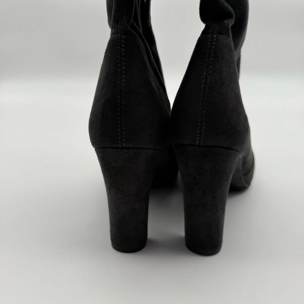 SAM EDELMAN KENT over the knee heeled suede boot dark grey